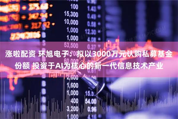 涨啦配资 环旭电子：拟以3000万元认购私募基金份额 投资于AI为核心的新一代信息技术产业